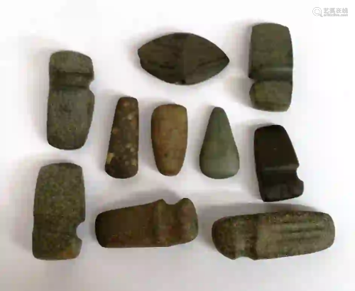 Native American Medium Sized Stone Tools Lot Of 10