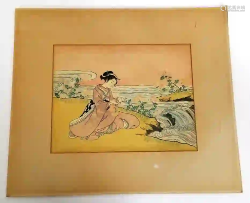 Vintage Showa Japanese Signed Adachi Woodblock Print