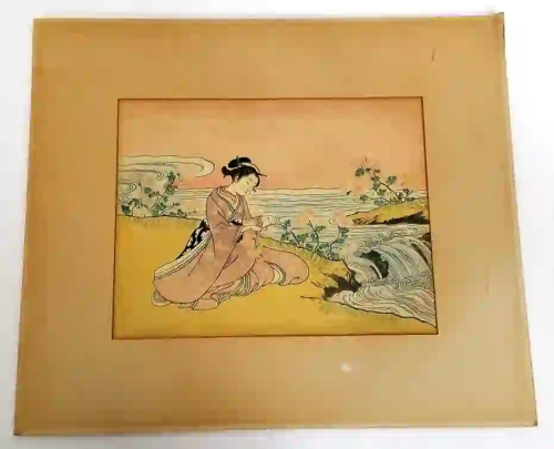 Vintage Showa Japanese Signed Adachi Woodblock Print