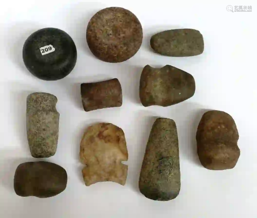 Medium Native American Stone Tools Lot Of 10