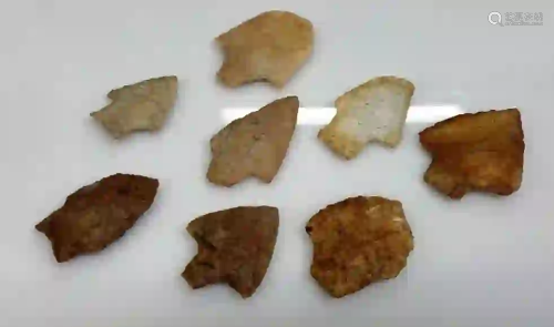Native American 8pc Carved Stone Arrowhead Artifacts
