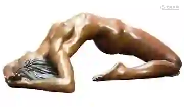 Richard Hallier A/P Stretch 1992 Bronze Nude Sculpture