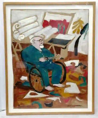 Red Grooms Portrait Of Matisse Gouache Painting