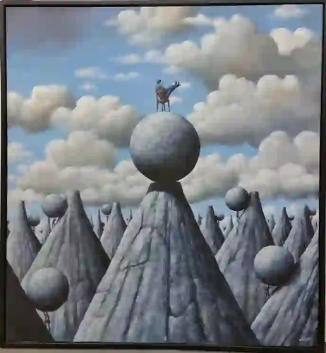 Rafal Olbinski Polish Surrealist Painting with COA