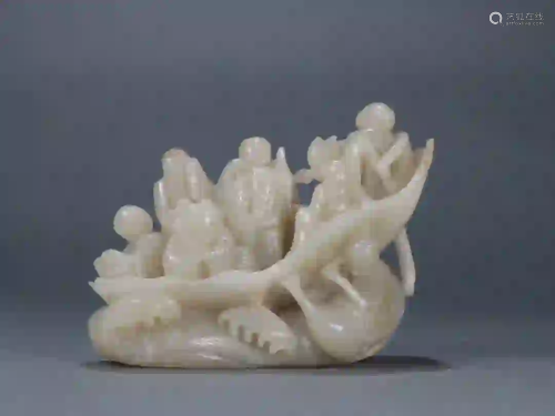 A JADE CARVING OF EIGHT IMMORTAL ORNAMENT