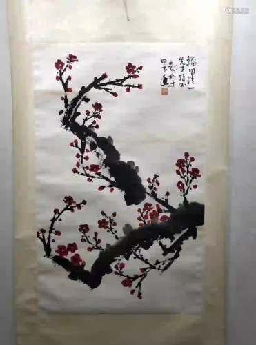 CHINESE PAINTING OF PLUM TREE BLOSSOMS, DENG LIN