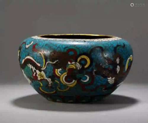 A LATE MING CLOISONNE BRONZE BUDDHIST ALMS BOWL