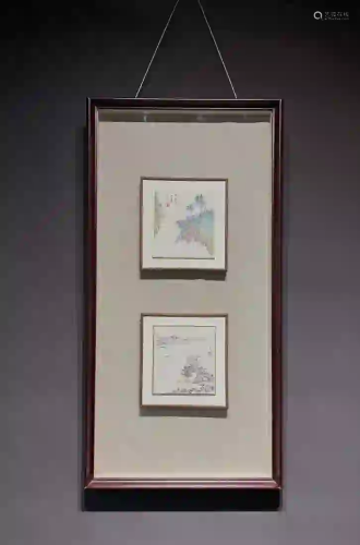 FRAMED TWO PAINTINGS OF LANDSCAPE, PURU