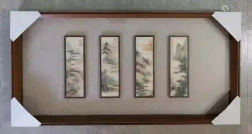 A FRAMED PAINTING OF LANDSCAPE, QI GONG