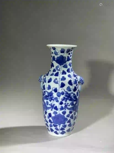 A BLUE AND WHITE 'DRAGON AND PEONY' PORCELAIN VASE
