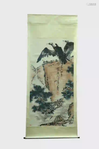 A CHINESE PAINTING OF EAGLES, PAN TIANSHOU