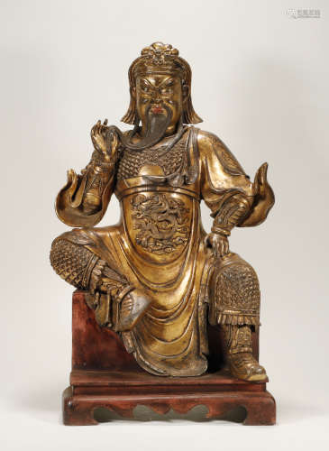 Ming Dynasty - Gilt Guan Yu Statue