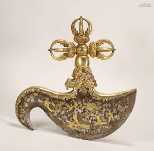Ming Dynasty - Gilt with Gold and Silver on Bronze Ax