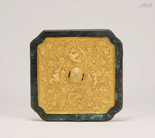 Tang Dynasty - Beast and Phoenix Pattern Gold Mirror