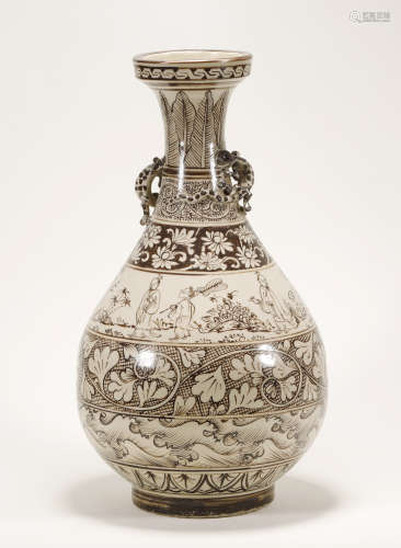 Song Dynasty - Patterned Jizhou Ware Vase