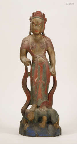 Tang Dynasty - Colored Stone Buddha Statue