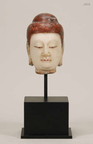 Northern Qi - Colored Stone Buddha Head
