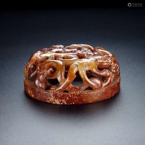 A Hetian Jade Chi Dragon Pendant
