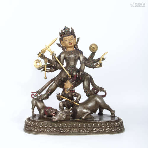 A Silver Statue of Mahasiddhas