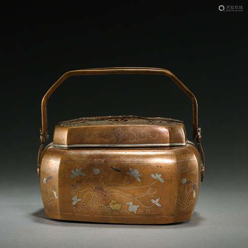 BRONZE AND SILVER HOLDING FURNACE, QING DYNASTY, CHINA