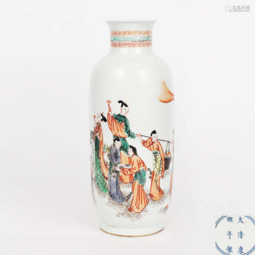 A Gucai Figures Porcelain Vase