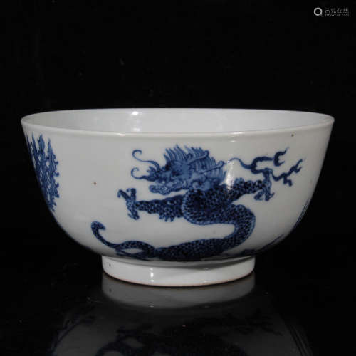 A Blue and White Dragon&Phoenix Pattern Porcelain Bowl