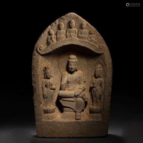 A Sand Stone Carved Buddha Niche