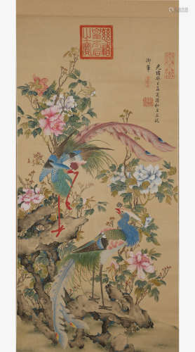 A Chinese Flower&birds Painting, Empress dowager Cixi Mark