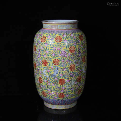 A Famille Rose Floral Porcelain Vase