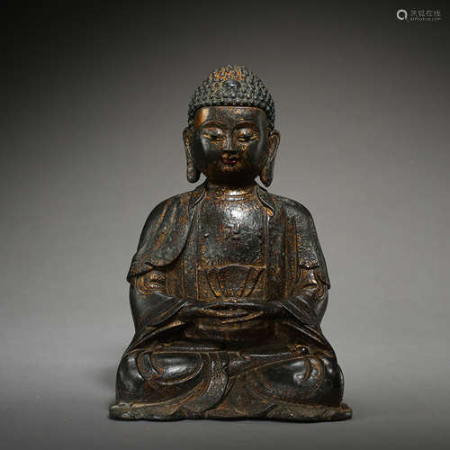 SEATED GILT BRONZE BUDDHA, MING DYNASTY, CHINA