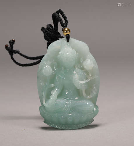 Qing Dynasty - Jadeite Buddha Pendant