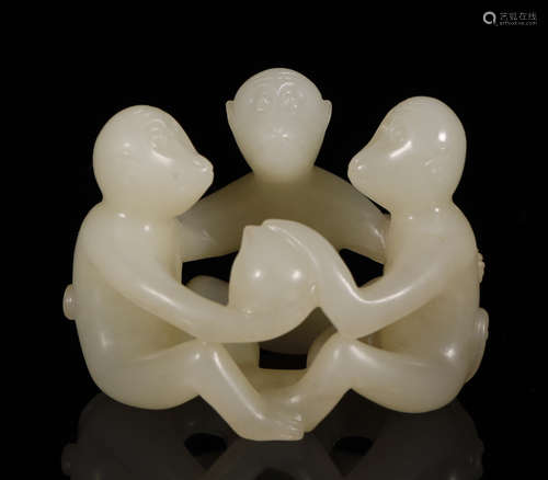 Qing Dynasty - Jade Monkey Ornament