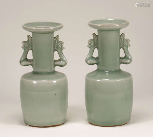 Song Dynasty - Pair of Longquan Ware Vase
