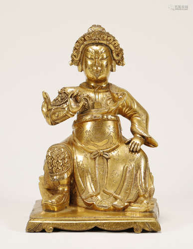 Qing Dynasty - Gilt Zhou Cang Statue