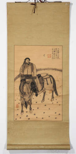 PAINTING AND CALLIGRAPHY 'KUBLAI RIDING', CHINA