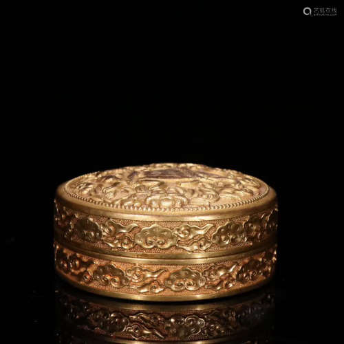 A Gild Bronze Xuanwu Pattern Box with Cover
