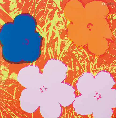 Andy Warhol  Flower 丝网版画 镜框