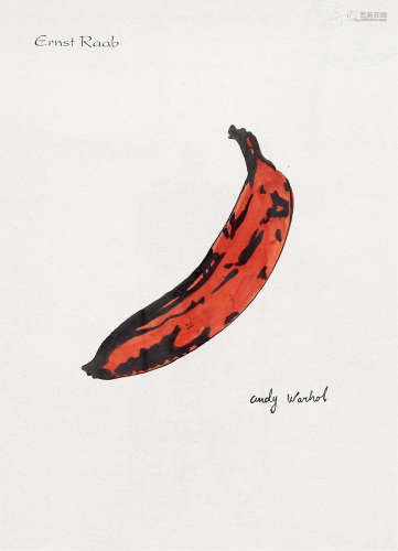 安迪·沃霍尔  红色香蕉 镜框 纸上混合材质