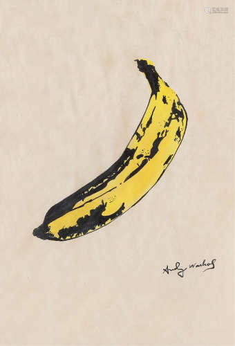 安迪·沃霍尔  香蕉 镜框 纸上混合色彩