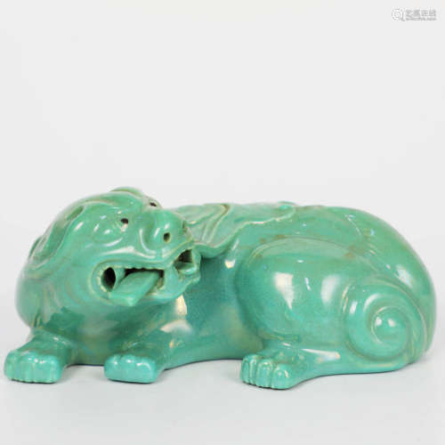 A Turquoise Glazed Porcelain Pixiu Ornament