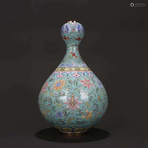 A Copper Enamel Interlocking Lotus Vase