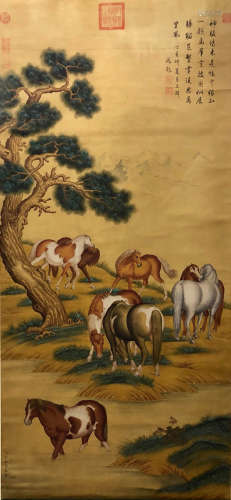 A Chinese Horse Painting, Lang Shining Mark
