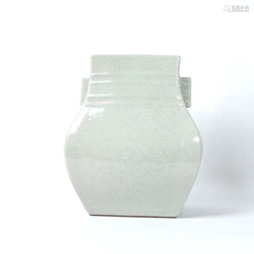A Squared Ru Kiln Porcelain Double-eared Zun
