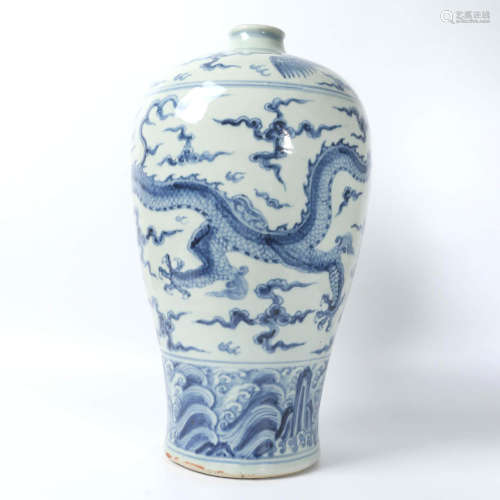 A Blue and White Dragon Porcelain Meiping