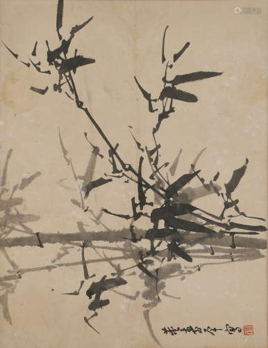 A Chinese Ink Bamboo Painting, Dong Shouping Mark