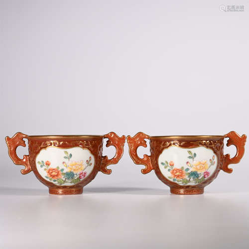 Qing A pair of small pastel cups