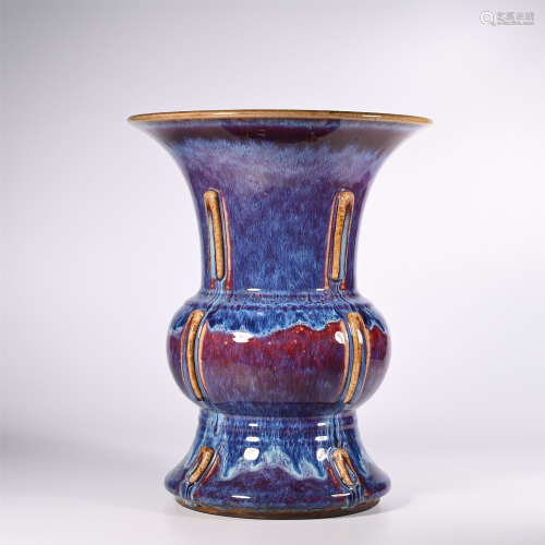 Qing Dynasty Qianlong kiln changed glazed flower goblets