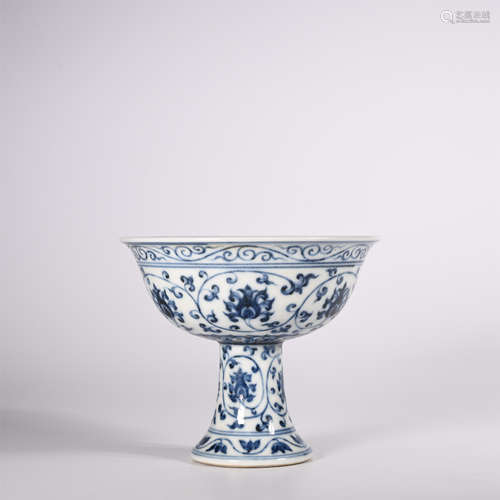 Ming Dynasty Blue and White High-foot Bowl