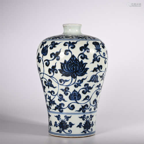 Ming A blue and white jade pot and plum vase