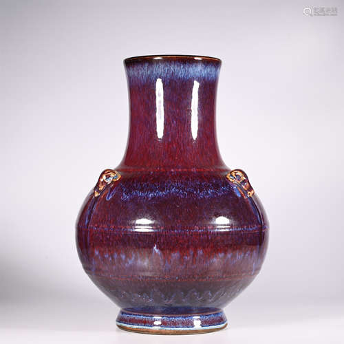 Qianlong kiln change-glazed double-ear vase